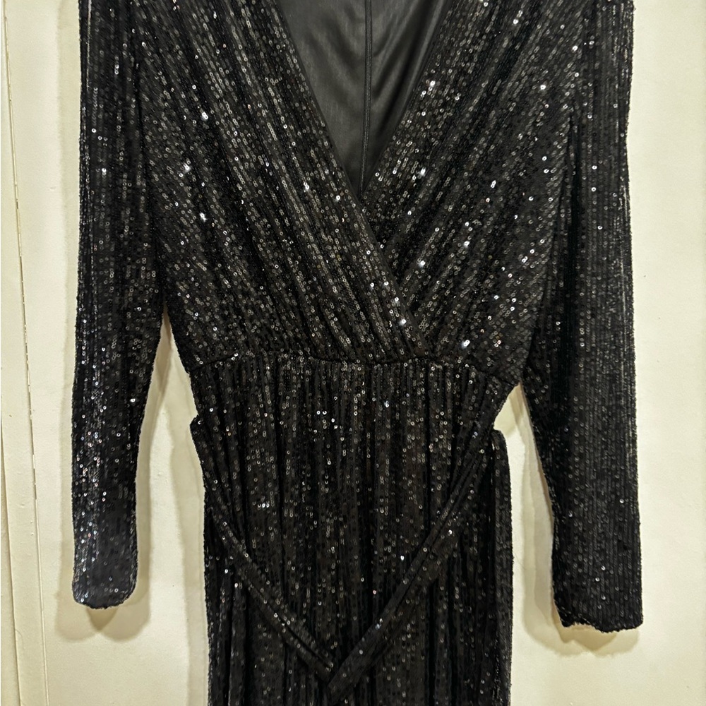 BCBG Paris Black Sequin Jumpsuit
